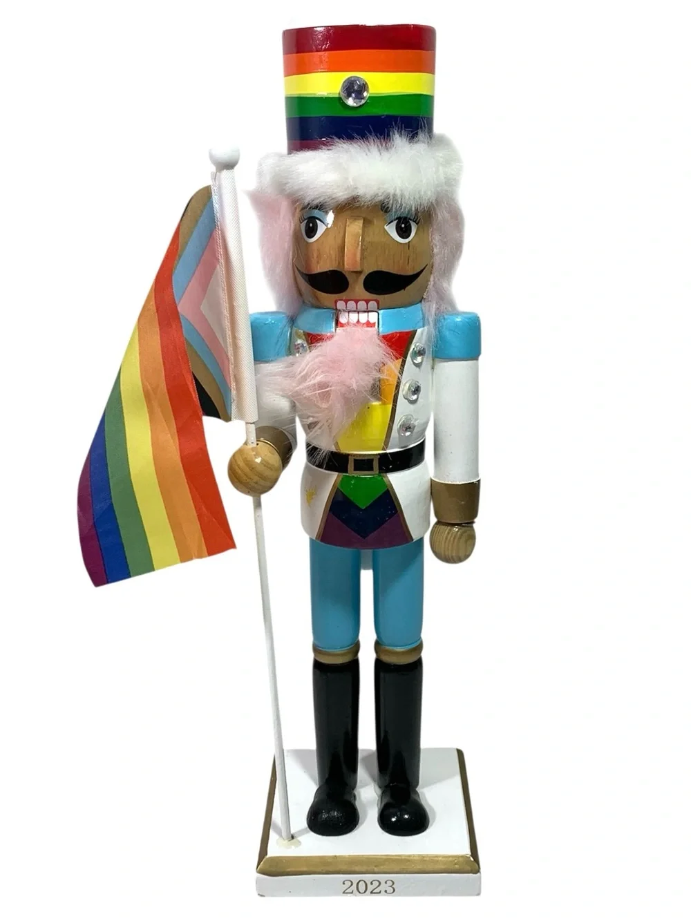 Rainbow Progress Pride Nutcracker Holiday 14” Figurine Wondershop 2023 Rare
